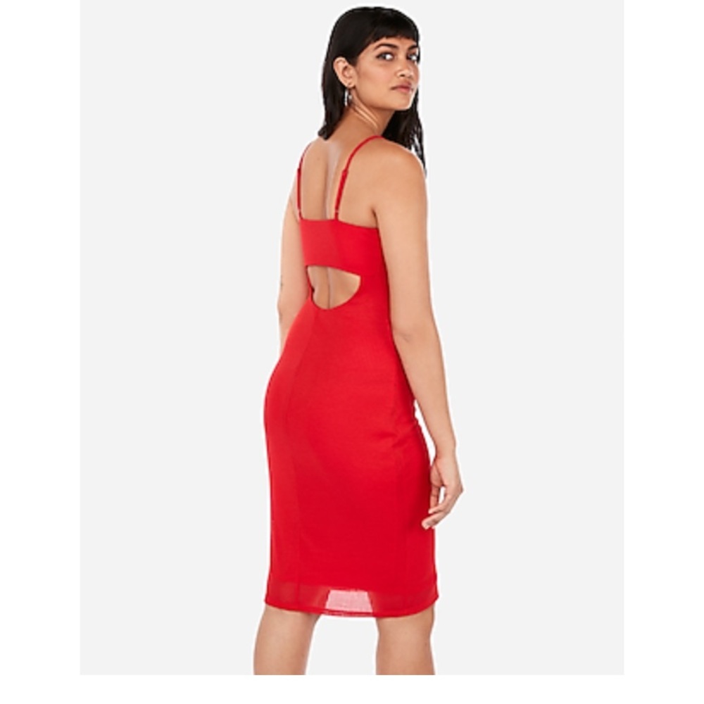 Express Ribbed Cut-Out Back Midi Sheath Dress